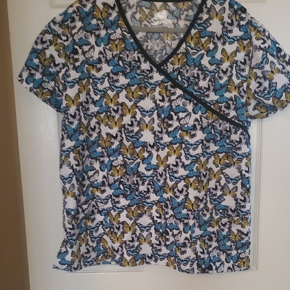 Butterfly Print V-Neck Top